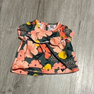 4/$20 Child of Mine Pink and Green Short Sleeve Tee with Playful Print 0-3M